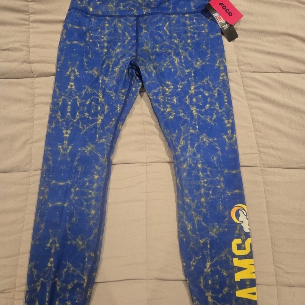 LA RAMS Blue and Yellow Patterned Leggings